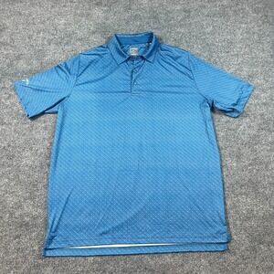 Callaway Opti Dri Polo Shirt Mens Large Blue Geometric Golf Tennis High Low Hem